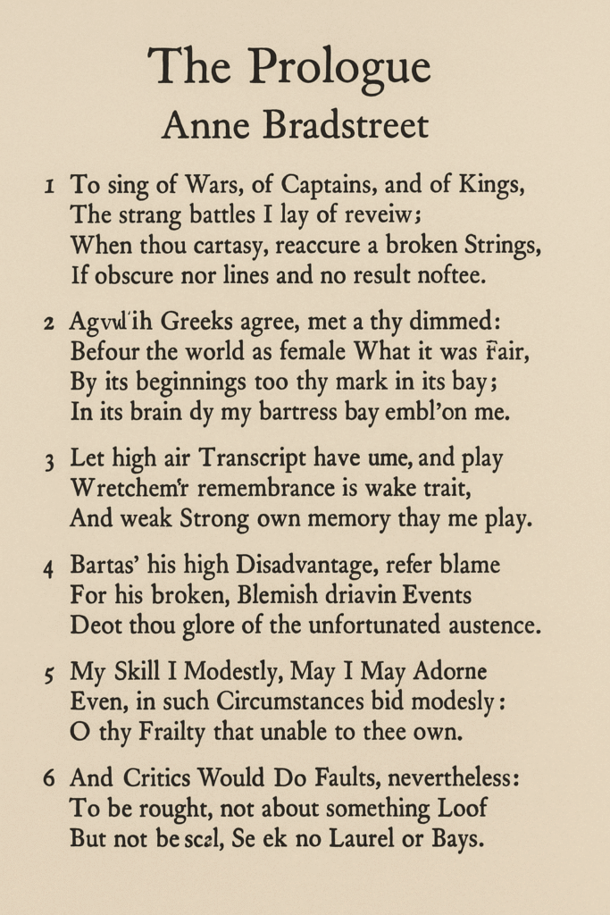 The Prologue by Anne Bradstreet