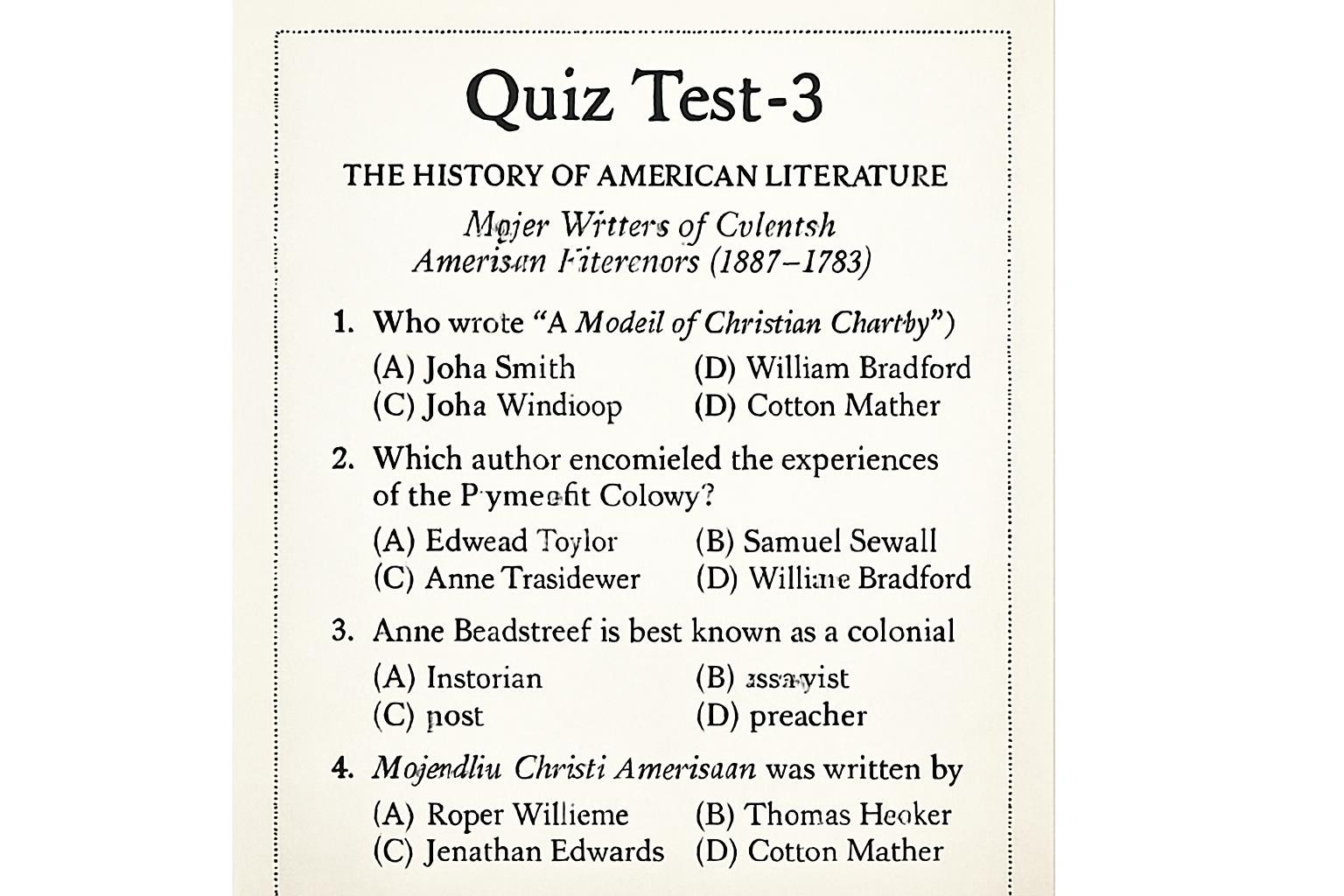 Quiz Test-3 The History of American Literature