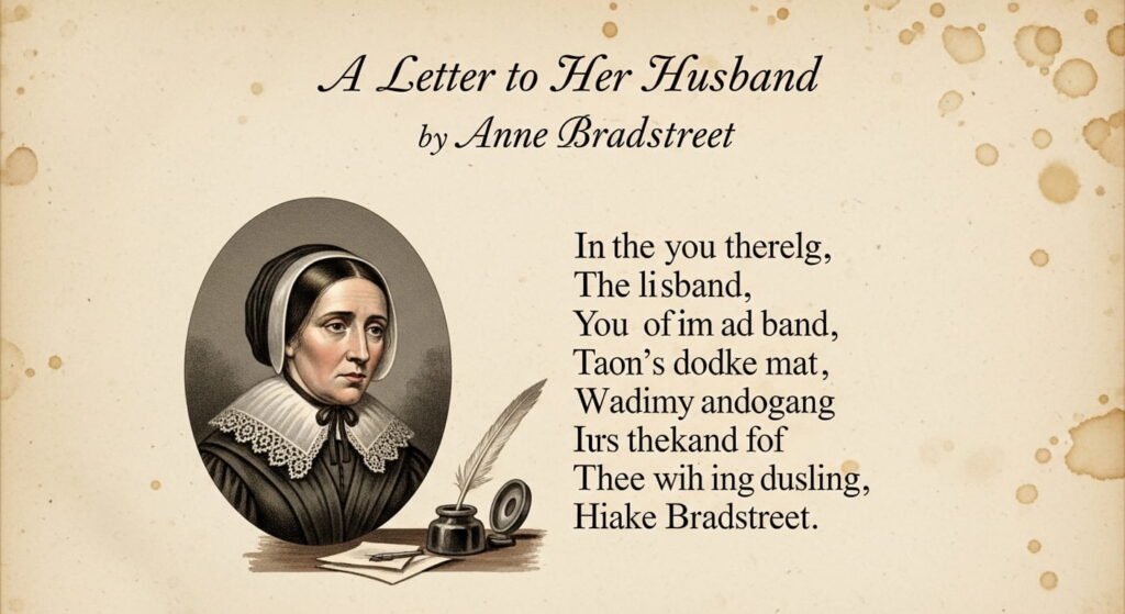 Anne Bradstreet expressing love and longing for her absent husband in colonial America