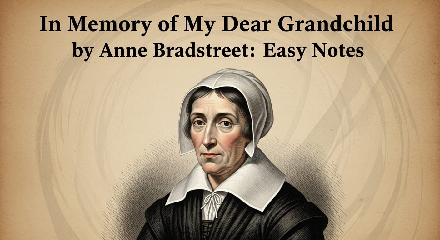 Key themes of Anne Bradstreet poem In Memory of My Dear Grandchild including grief, faith, and hope